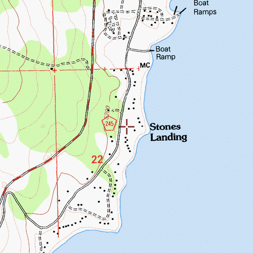 Topographic Map of Stones Landing, CA