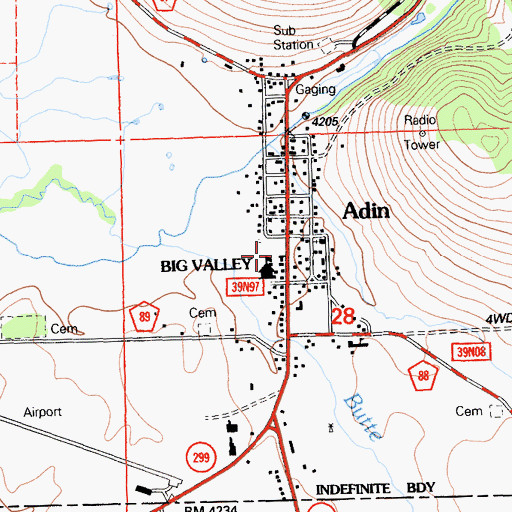Topographic Map of Big Valley Ranger Station, CA