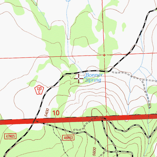 Topographic Map of Bonner Spring, CA