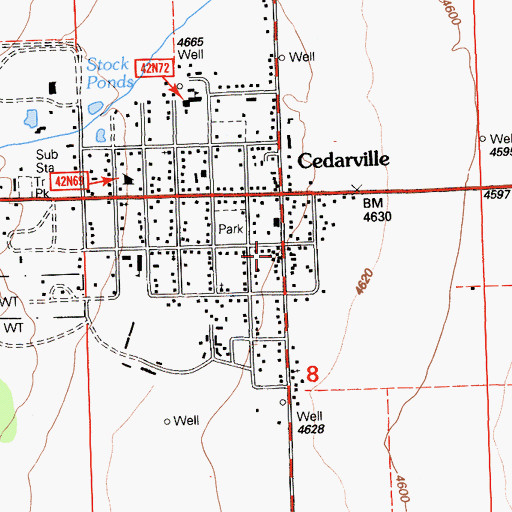 Topographic Map of Cedarville Post Office, CA