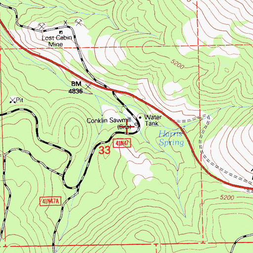 Topographic Map of Conklin Sawmill (historical), CA