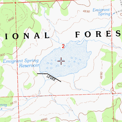 Topographic Map of Emigrant Spring Reservoir, CA