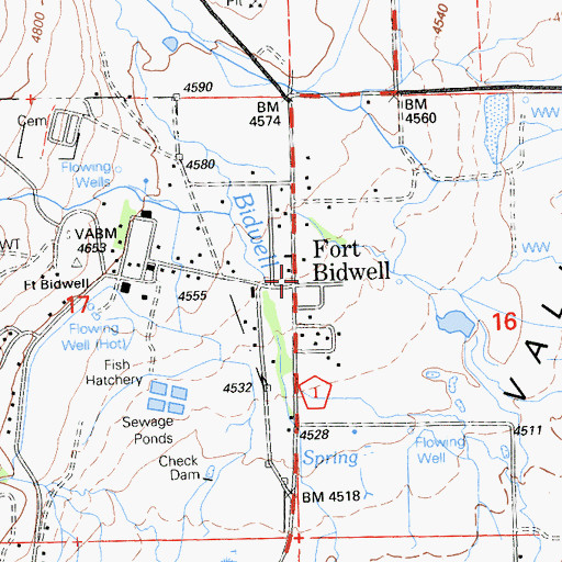 Topographic Map of Fort Bidwell Post Office, CA