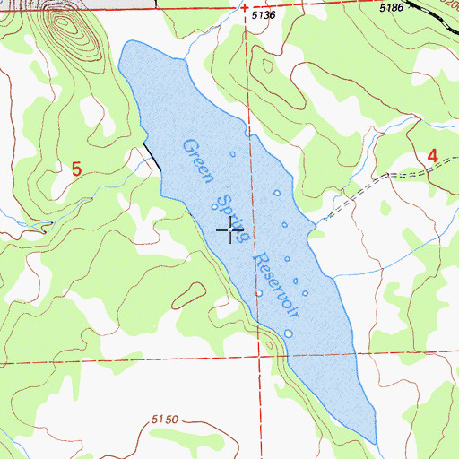 Topographic Map of Green Spring Reservoir, CA