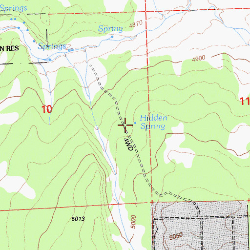 Topographic Map of Hidden Spring, CA