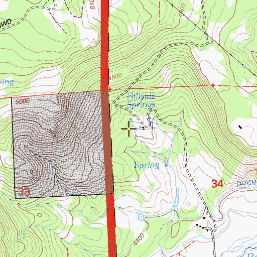 Topographic Map of Hillside Springs, CA
