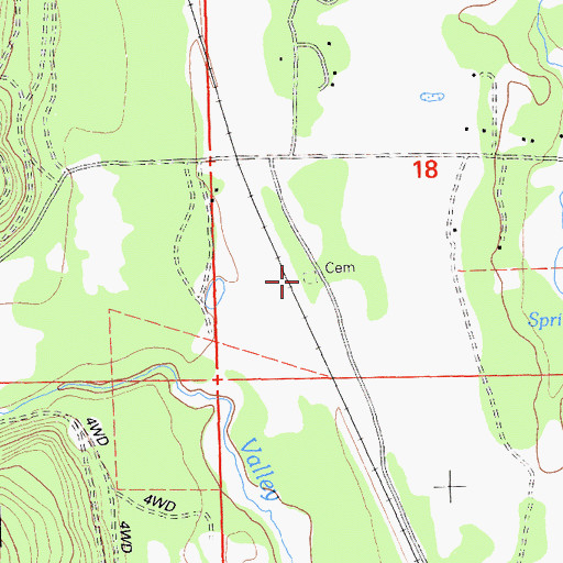 Topographic Map of Indian Cemetery, CA