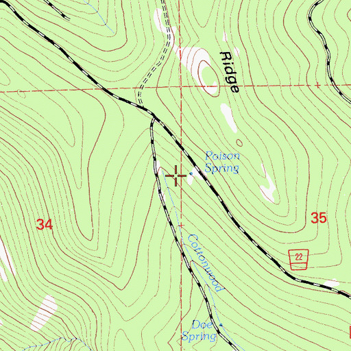 Topographic Map of Poison Spring, CA