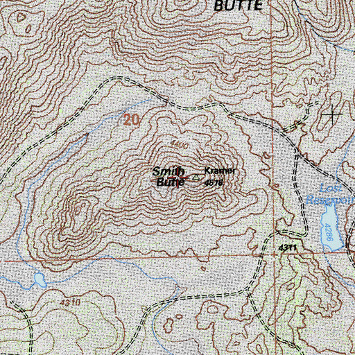 Topographic Map of Smith Butte, CA