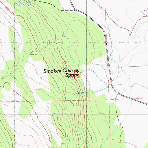 Topographic Map of Smokey Charley Spring, CA