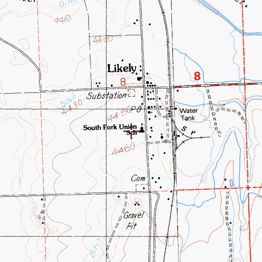 Topographic Map of South Fork Elementary School, CA