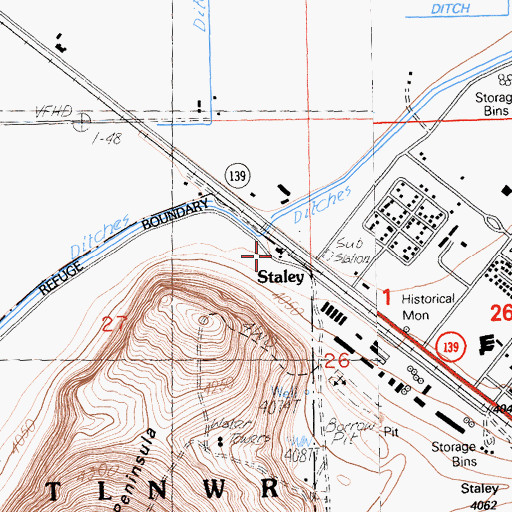 Topographic Map of Staley, CA