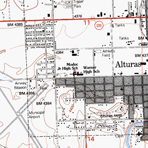 Topographic Map of Warner High School, CA