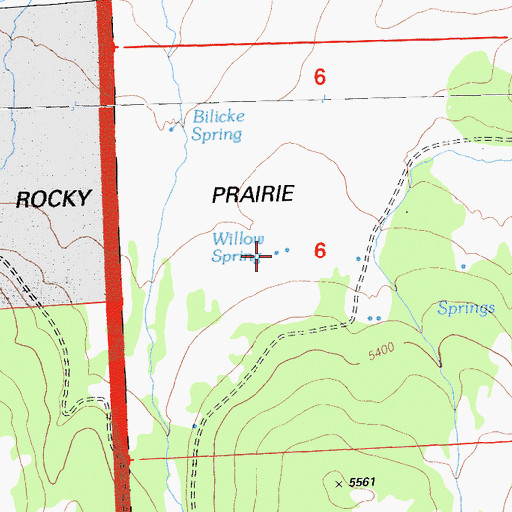 Topographic Map of Willow Spring, CA