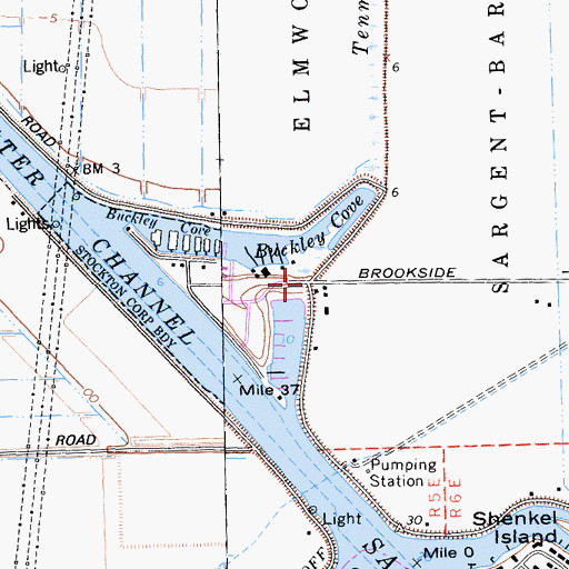 Topographic Map of Barnhart Landing, CA