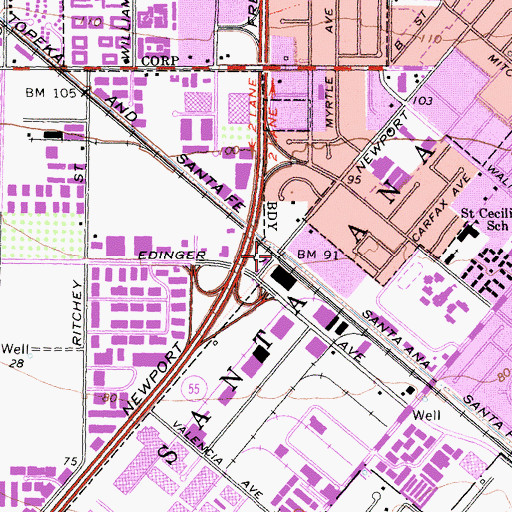 Topographic Map of Aliso, CA