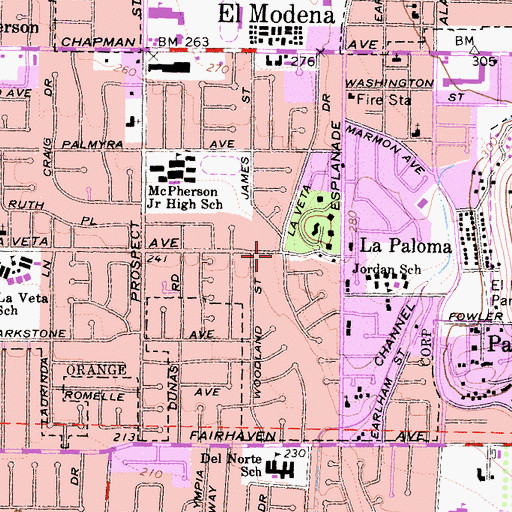 Topographic Map of El Modena Station (historical), CA