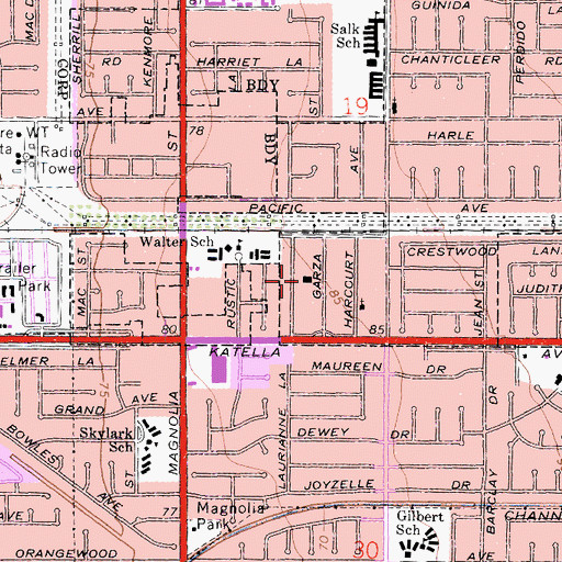 Topographic Map of Magnolia School Number 2 (historical), CA