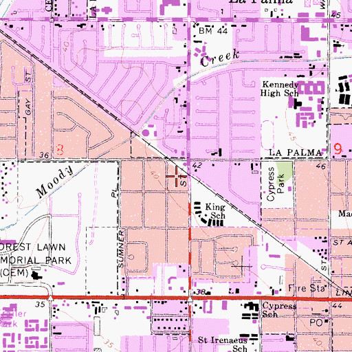 Topographic Map of Moody, CA