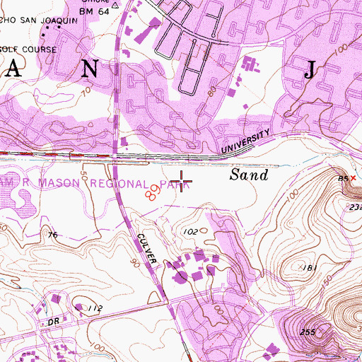 Topographic Map of William R Mason Regional Park, CA