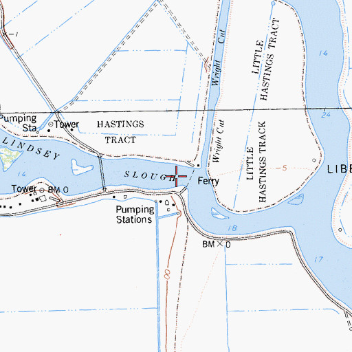 Topographic Map of Hastings Ferry, CA