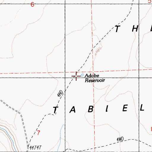 Topographic Map of Adobe Reservoir, CA