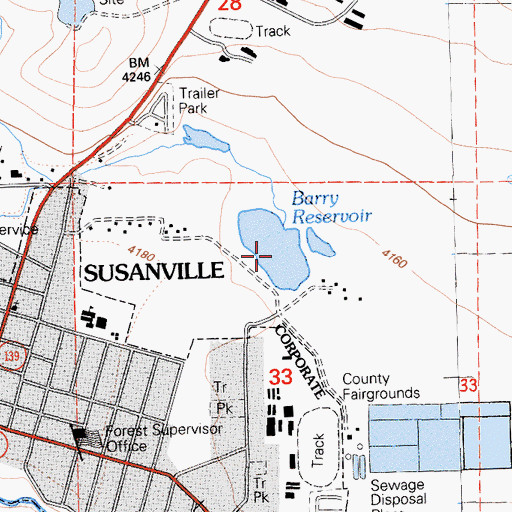 Topographic Map of Barry Reservoir, CA
