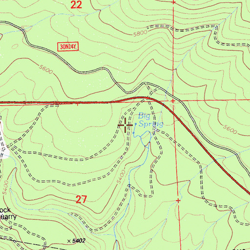 Topographic Map of Big Spring, CA