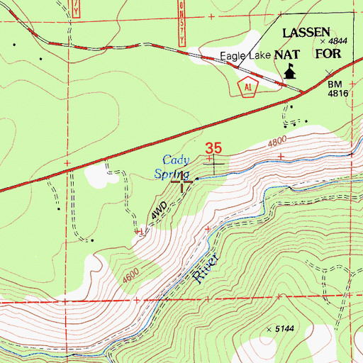Topographic Map of Cady Spring, CA