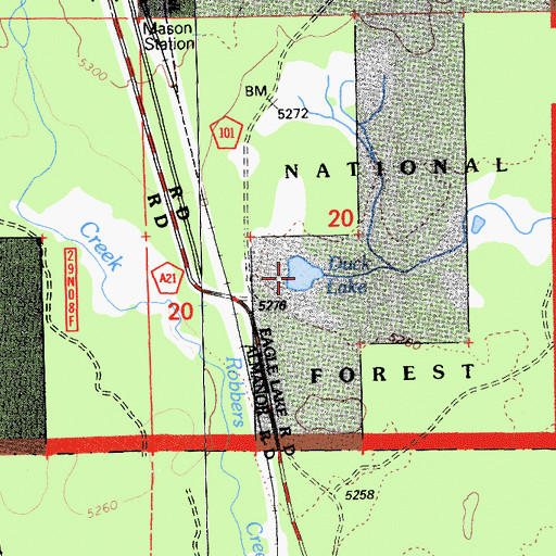 Topographic Map of Duck Lake, CA