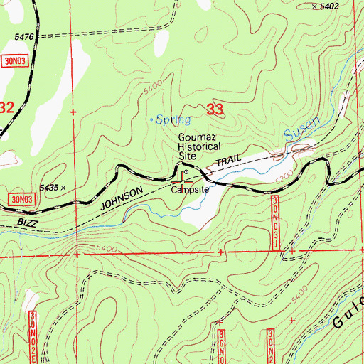 Topographic Map of Goumaz (historical), CA