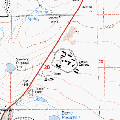 Topographic Map of Lassen Community College, CA