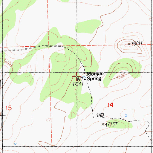 Topographic Map of Morgan Spring, CA