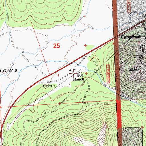 Topographic Map of One Hundred and One Ranch, CA