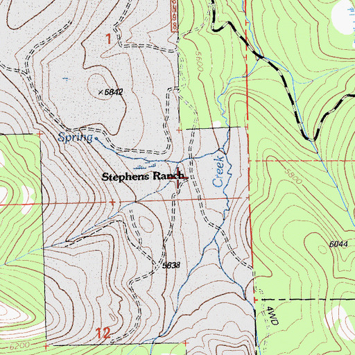 Topographic Map of Stephens Ranch, CA
