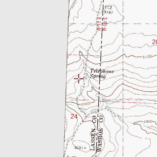 Topographic Map of Telephone Spring, CA