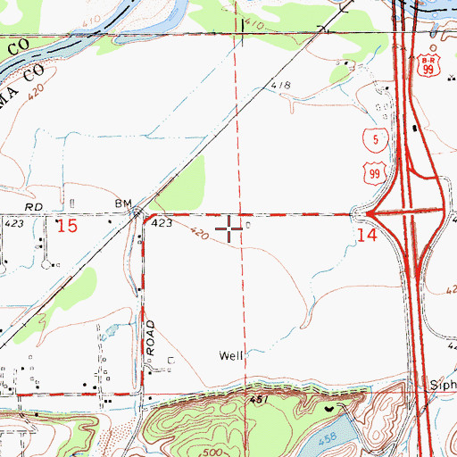 Topographic Map of Cottonwood School (historical), CA