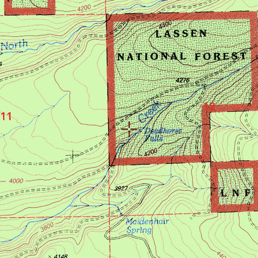 Topographic Map of Deadhorse Falls, CA