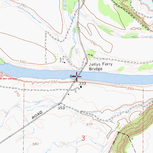 Topographic Map of Jellys Ferry (historical), CA