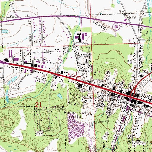 Topographic Map of Centre Post Office, AL