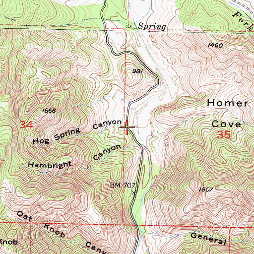 Topographic Map of Hog Spring Creek, CA