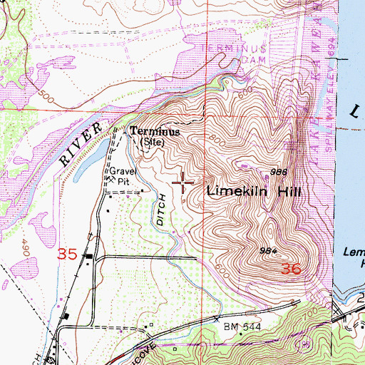 Topographic Map of Kaweah Quarry, CA