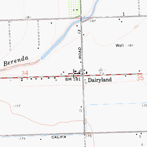 Topographic Map of Dairyland School (historical), CA