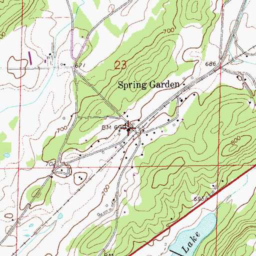 Topographic Map of Spring Garden Post Office, AL