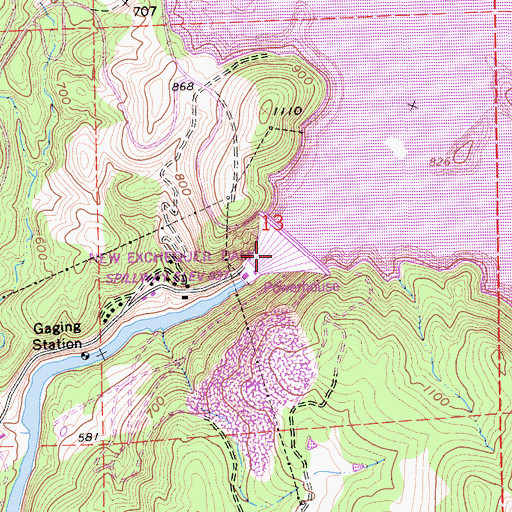 Topographic Map of New Exchequer Dam, CA