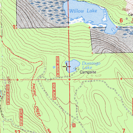 Topographic Map of Domingo Lake, CA