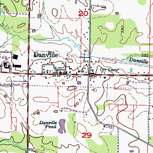 Topographic Map of Danville Post Office, AL
