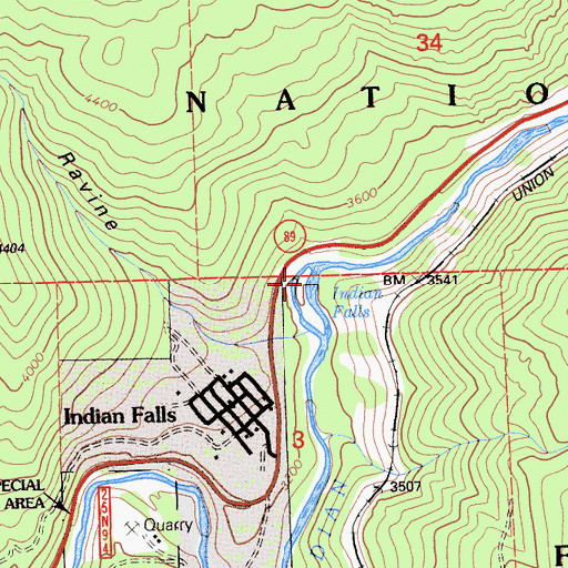 Topographic Map of Indian Falls, CA
