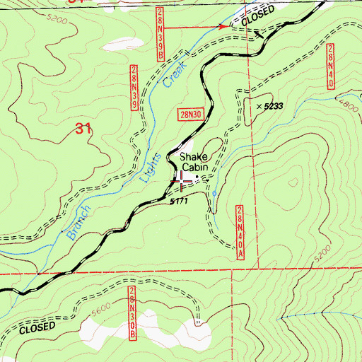 Topographic Map of Shake Cabin, CA