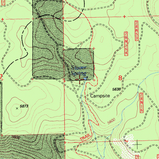 Topographic Map of Stover Spring, CA